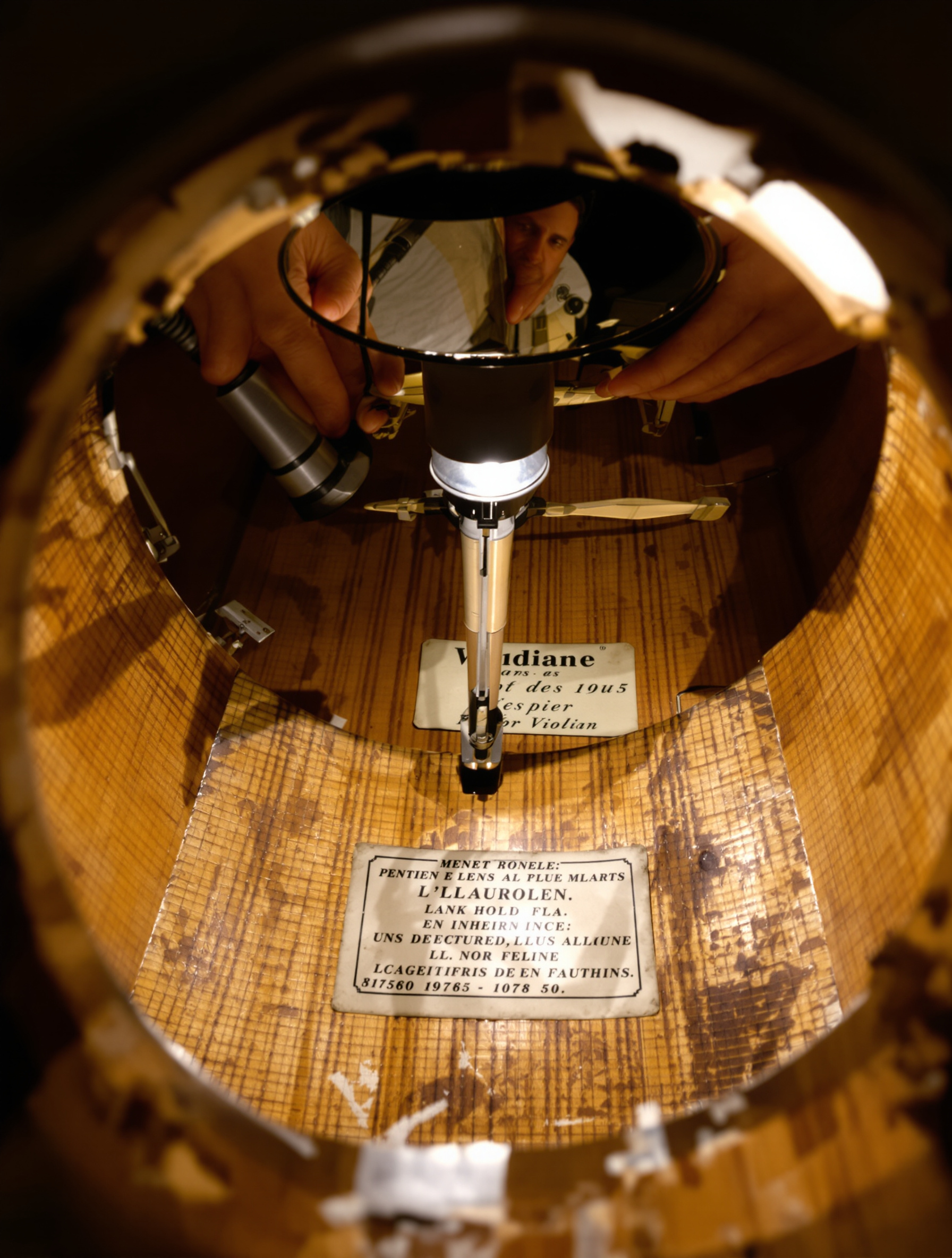 Inspection interne par miroir chez le luthier